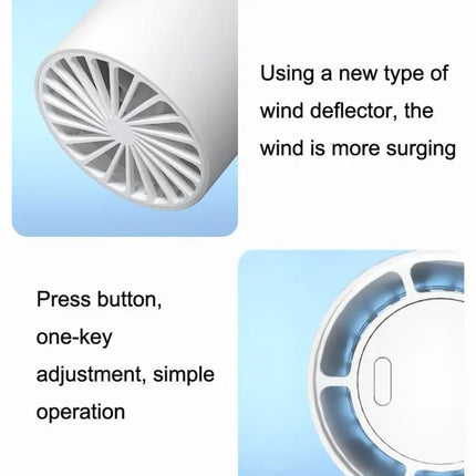 Portable Leafless Hanging Neck Fan White For Hands-Free Cooling