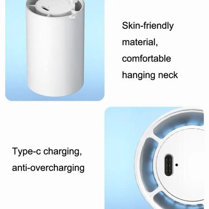 Portable Leafless Hanging Neck Fan White For Hands-Free Cooling
