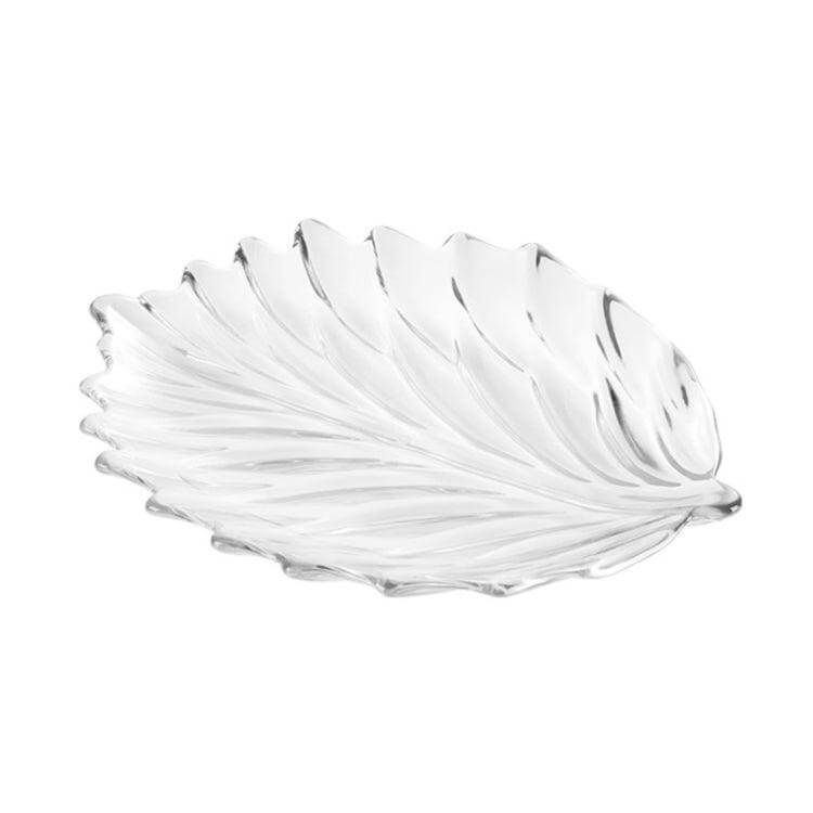 Leaf-Shaped Acrylic Fruit Display Tray with Sturdy Iron Holder