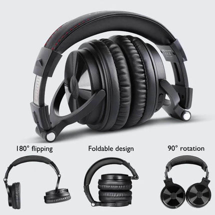 OneOdio Wireless Over Ear Headphones For Daily Commuting foldable black 50mm drivers clear-call mic long battery life
