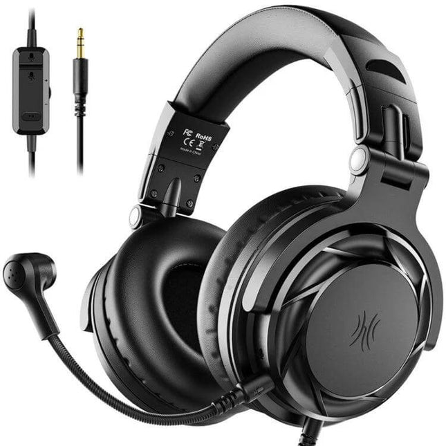 OneOdio Wired Headset With Detachable Boom Mic For Calls black over-ear headset with inline controls and 50mm drivers