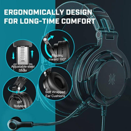 OneOdio Wired Headset With Detachable Boom Mic For Calls showcasing ergonomic design, detachable boom mic, and controls