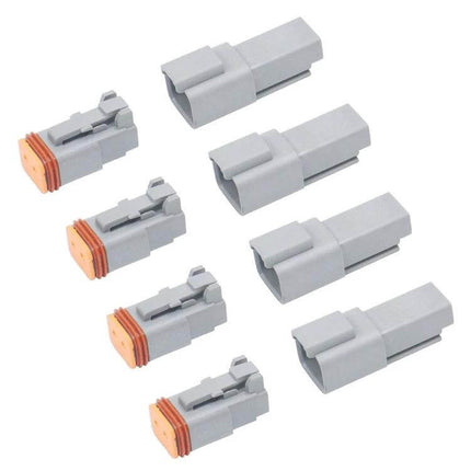 Car Waterproof Connector Set With Copper Contacts For Wiring — grey nylon 12V waterproof male and female connectors with orange seals
