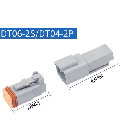 Car Waterproof Connector Set With Copper Contacts For Wiring gray 2-pin DT06-2S DT04-2P nylon housing 28mm 43mm waterproof electrical connector