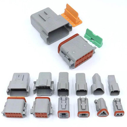 Car Waterproof Connector Set With Copper Contacts For Wiring gray nylon multi-pin automotive 12V waterproof connector set with orange seals