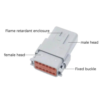 Car Waterproof Connector Set With Copper Contacts For Wiring - 12V nylon housing plug with copper contacts, flame retardant enclosure and fixed buckle