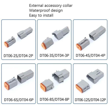 Car Waterproof Connector Set With Copper Contacts For Wiring gray nylon 2-12 pin waterproof automotive electrical connectors for 12V systems