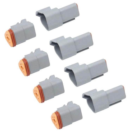 Car Waterproof Connector Set With Copper Contacts For Wiring - 4-pin gray nylon sealed automotive connectors with copper contacts