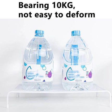 Ergonomic Monitor Stand with Adjustable Layers for Desk Organization showing two 5L water bottles on the platform to demonstrate 10KG bearing capacity