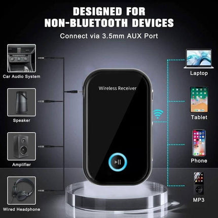 Car Bluetooth Audio Receiver With 3.5mm Jack For Cars compact wireless receiver for car AUX input with Bluetooth 5.0 hands-free calling and noise reduction