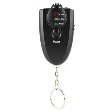 Portable Mini LED Air Blow Alcohol Tester for Safe Driving compact keychain device with LED indicator lights and power button