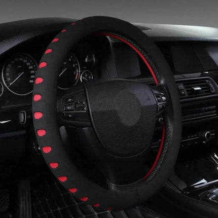 EVA Car Steering Wheel Cover 38cm For Comfortable Grip - black EVA cover with red accents for breathable, wear-resistant comfortable grip