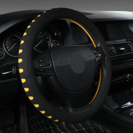 EVA Car Steering Wheel Cover 38cm For Comfortable Grip - black with yellow accents, breathable wear-resistant EVA surface for secure driving