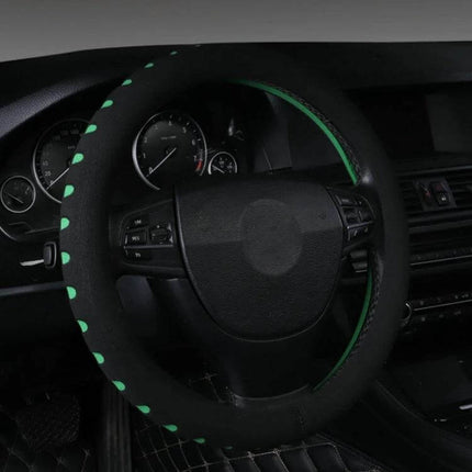 EVA Car Steering Wheel Cover 38cm For Comfortable Grip - black with green accents on car steering wheel for secure breathable grip