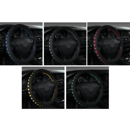 EVA Car Steering Wheel Cover 38cm For Comfortable Grip black breathable EVA cover with colored dotted accents for secure, soft touch driving control