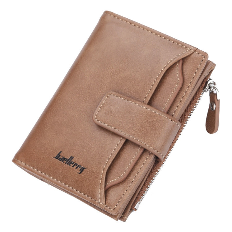 Baellerry D3218 Men Short Multi-Card Slot Zipper Wallet Large Capacity Card Holder, Khaki, Black, Brown