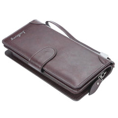 Baellerry S6701 Men's Business Wallet - Multi-Card Zipper Clutch with Detachable Wrist Strap