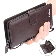 Baellerry S6701 Men's Business Wallet - Multi-Card Zipper Clutch with Detachable Wrist Strap