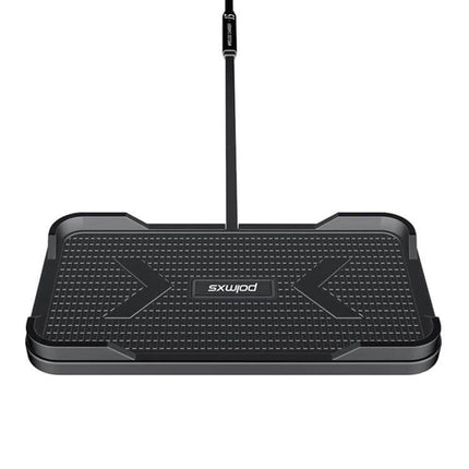 POLMXS Car Anti Slip Wireless Charger For Qi Phones on desk and car mat with anti-slip bump design and USB cable