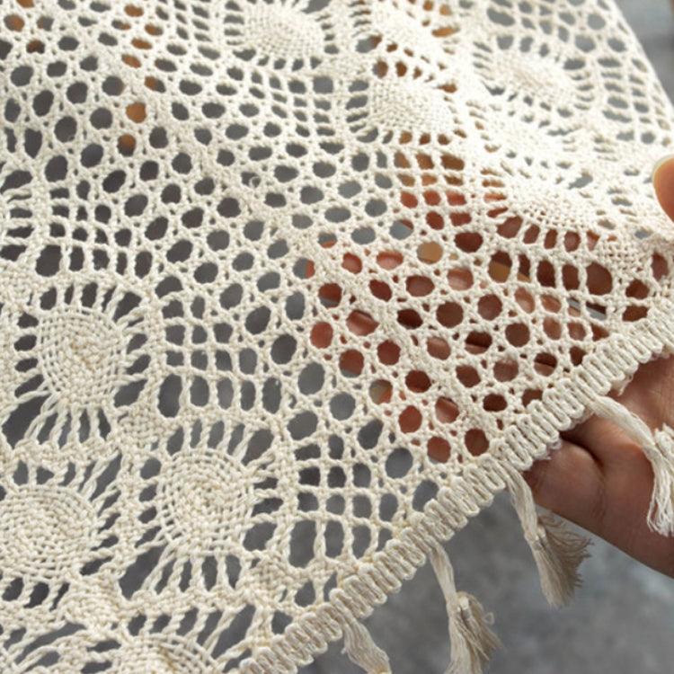 Charming Handcrafted Cotton Crochet Tablecloth with Decorative Stitched Borders