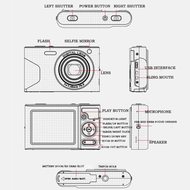 C8 4K Retro HD Digital Camera with 2.7-inch LCD Screen and 48MP Upgrade Option