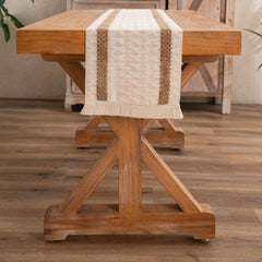 Vibrant Striped Cotton and Jute Table Runner with Charming Tassels