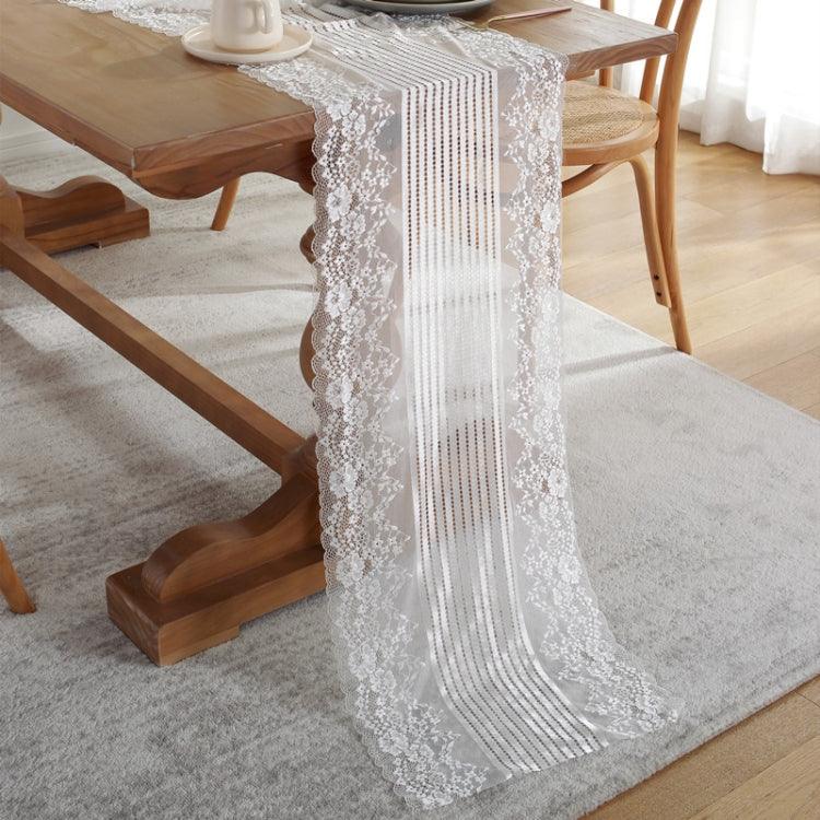 Chic Brocade Lace Table Runner for Elegant Gatherings and Home Styling White Lace 90cm