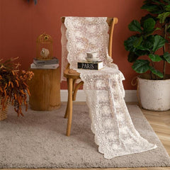 Chic Lace Embroidered Table Runner for Elegant Occasions and Home Styling Beige 40x140cm