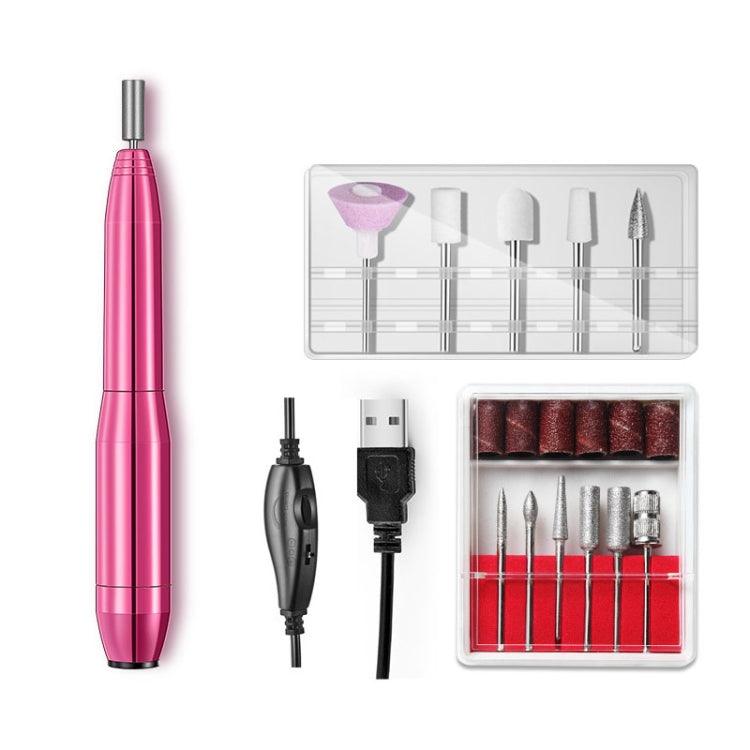 USB Electric Nail Grinder with 11 Attachments - Aluminum Alloy Nail Polish Remover Rose Pink Nail Polish Remover(Rose Pink)