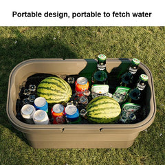 Outdoor Folding Picnic Basket with Water Carrying Function and Tabletop Use