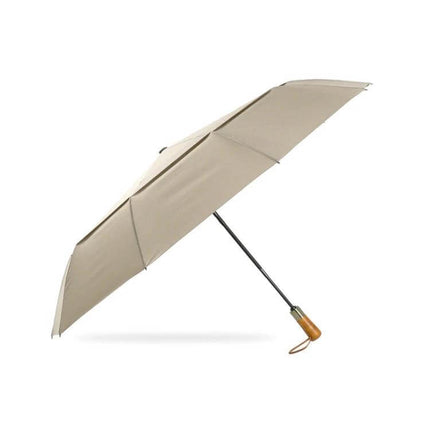 PARACHASE Large Automatic Folding Umbrella with Windproof Design beige double-layer windproof umbrella with wooden handle and one-button automatic open/close