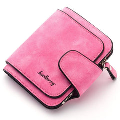 Stylish Nubuck Leather Coin Purse for Women - Compact Zipper Wallet with Buckle Closure