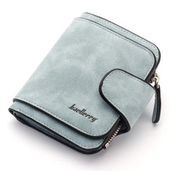 Stylish Nubuck Leather Coin Purse for Women - Compact Zipper Wallet with Buckle Closure