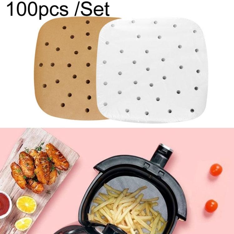 Non-Stick Silicone Air Fryer Baking Sheets - 100 Count of Grease-Resistant Paper (Assorted Colors) Square With Hole (15cm)