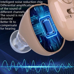 Rechargeable Portable Hearing Aid for Seniors with Intelligent Noise Reduction