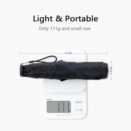PARACHASE Lightweight Carbon Fiber Sun Umbrella for Protection lightweight compact umbrella on scale showing 111g portable sunshade