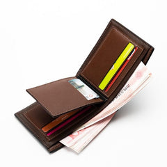 Baellerry Men's Lychee Pattern Business Wallet - Compact Multi-Card Short Wallet