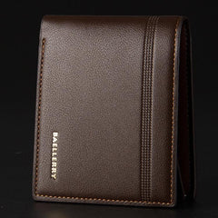 Baellerry Men's Lychee Pattern Business Wallet - Compact Multi-Card Short Wallet