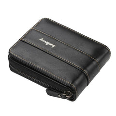 Men's Tri-Fold Zipper Wallet with Multi-Card Slots and Coin Purse