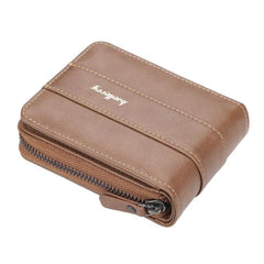 Men's Tri-Fold Zipper Wallet with Multi-Card Slots and Coin Purse