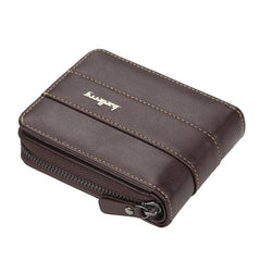 Men's Tri-Fold Zipper Wallet with Multi-Card Slots and Coin Purse