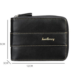 Men's Tri-Fold Zipper Wallet with Multi-Card Slots and Coin Purse