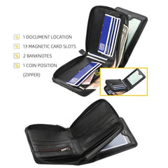 Men's Tri-Fold Zipper Wallet with Multi-Card Slots and Coin Purse