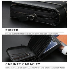 Men's Tri-Fold Zipper Wallet with Multi-Card Slots and Coin Purse