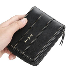 Men's Tri-Fold Zipper Wallet with Multi-Card Slots and Coin Purse