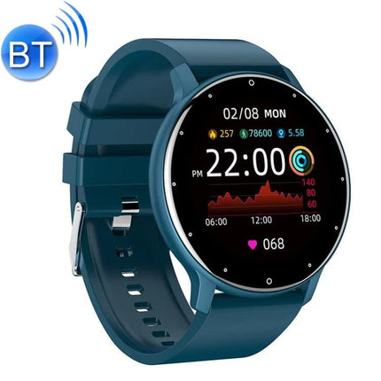 Wearable Health Tracker for Daily Fitness and Activity Monitoring in teal with silicone strap showing heart rate, steps and sleep data on round display