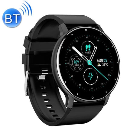 Wearable Health Tracker for Daily Fitness and Activity Monitoring sleek black smartwatch with heart rate, steps, sleep icons and silicone strap