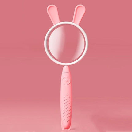 Cartoon Magnifying Glass Toy for Kids with Fun Animal Designs - pink bunny-handle magnifying glass for exploring leaves and insects