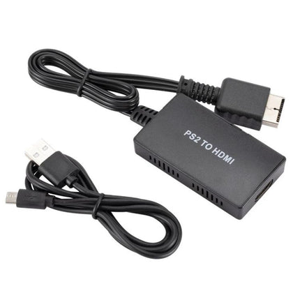 PS2 Console to HDMI Video Converter for Modern TV Playback - compact black adapter with USB power and PS2 connector