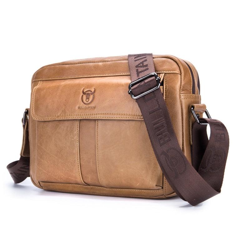 BULL CAPTAIN Men's Double Layer Leather Sling Messenger Bag